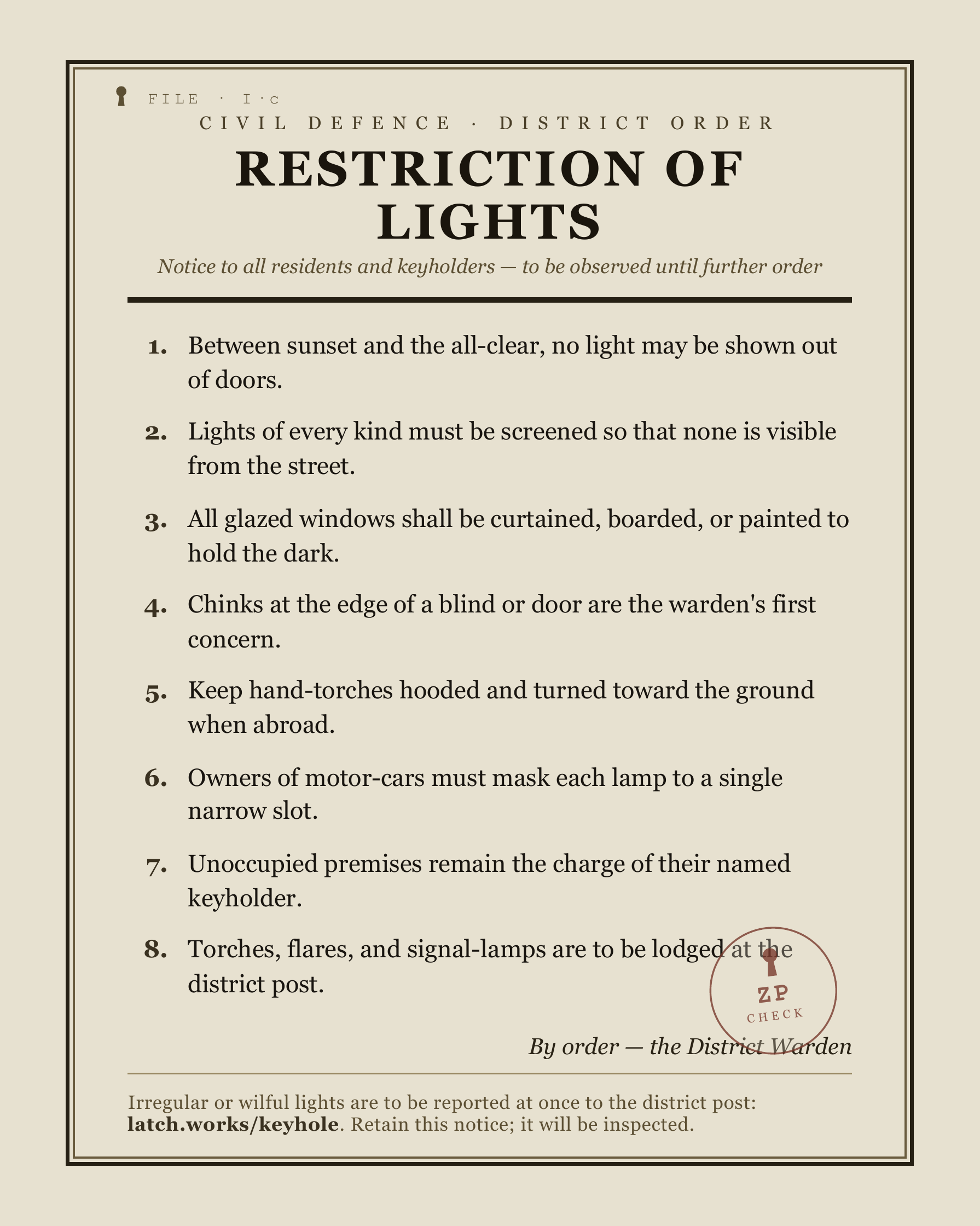 Restriction of Lights